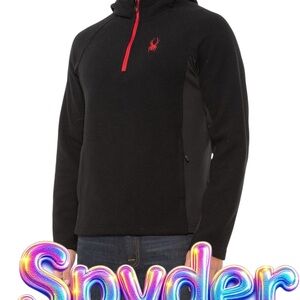 Spyder Men's Black Hoodie with Red Zipper